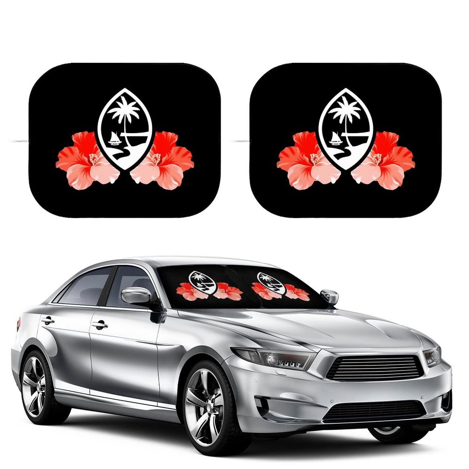 Guam Tribal Hibiscus Car Windshield Sun Shade Foldable Sun Protector Visor Sunshade Auto Interior Accessories