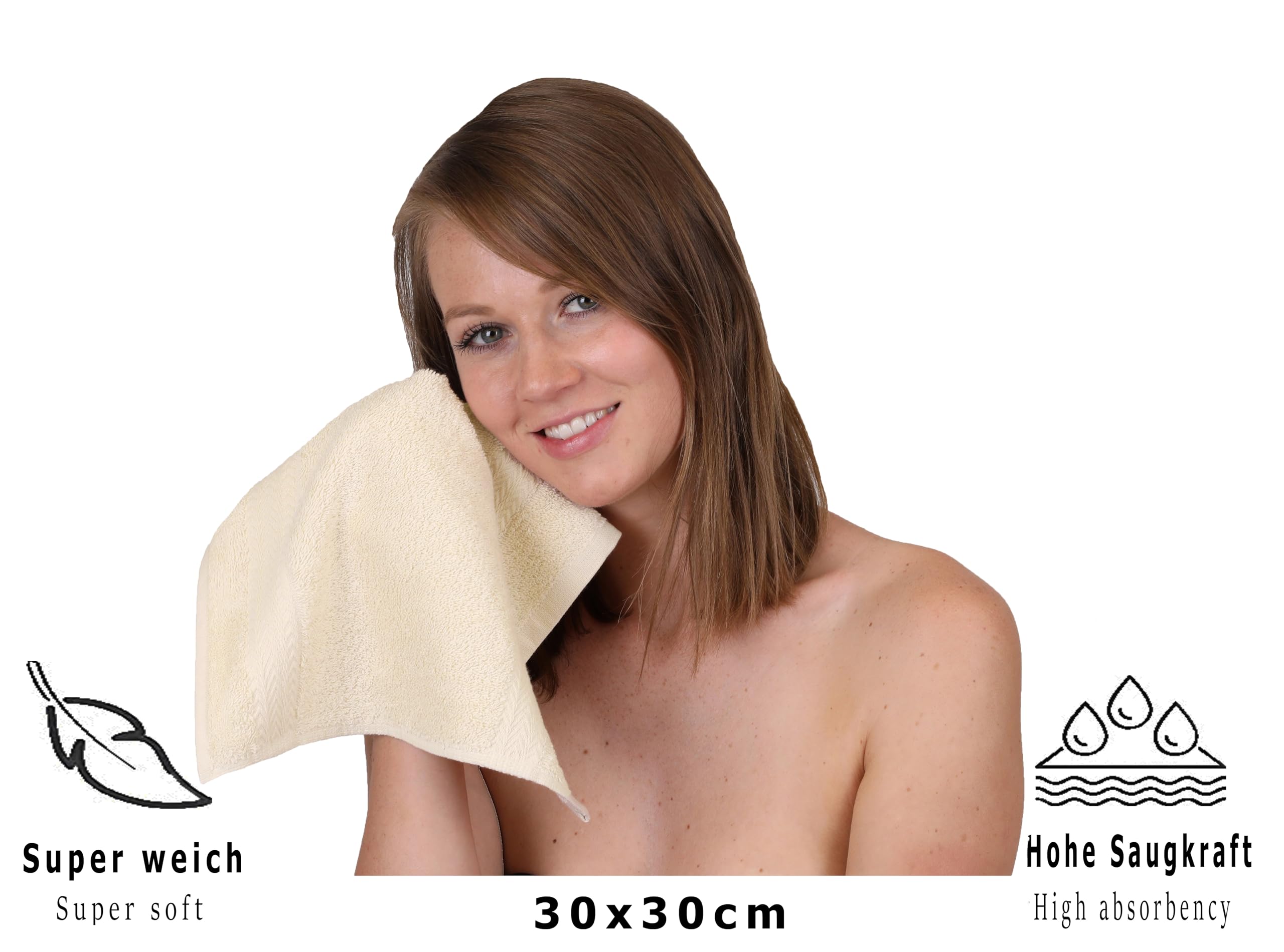 Betz 20 Stück Premium Seifetücher- Seiftuch - Handtücher-Set - Händehandtücher - 30 x 30cm Farbe Sand