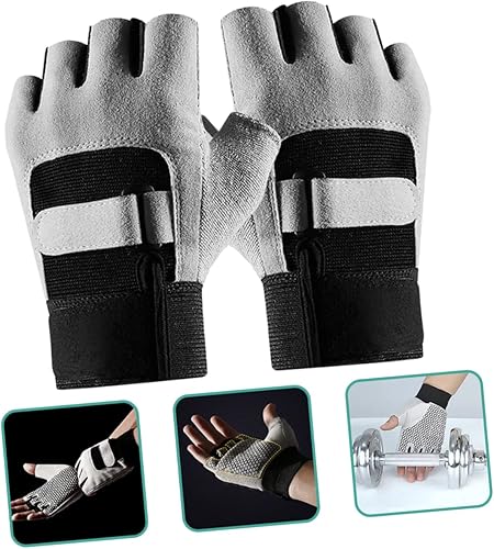 Miniatura 4 de Abaodam 4 pares de guantes de fitness para gimnasio, guantes sin dedos, guantes antideslizantes para levantamiento de pesas, guantes de