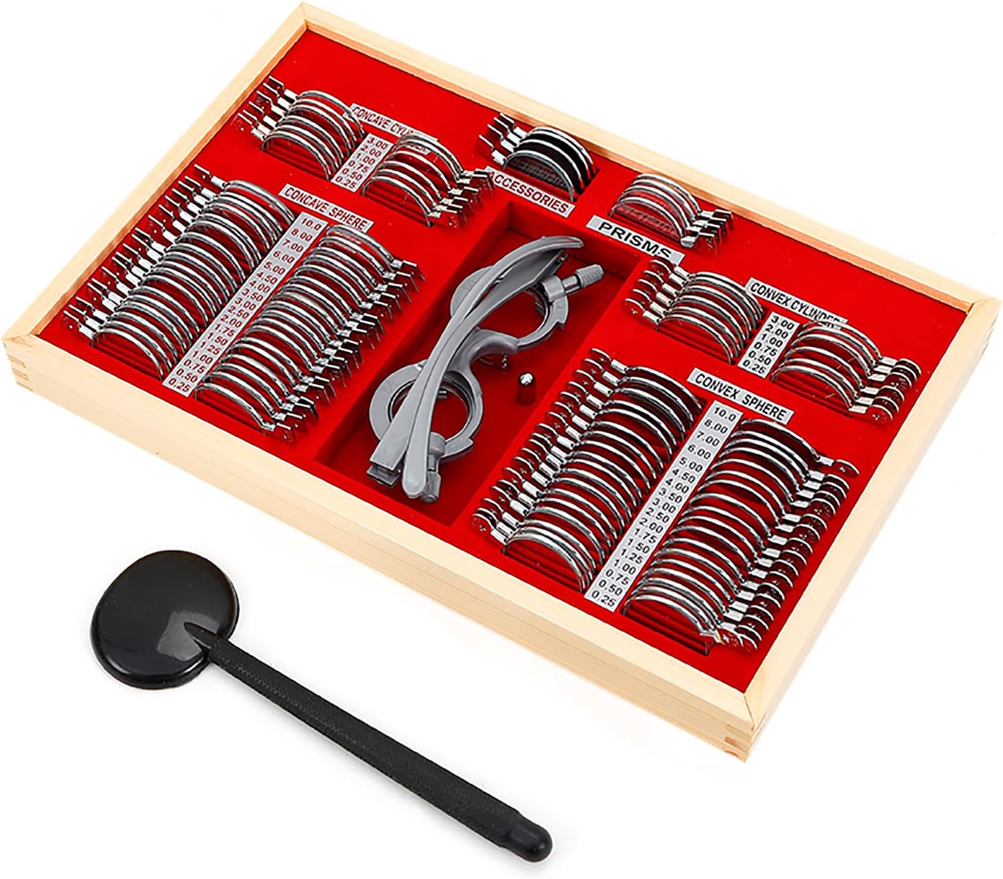 104Pcs Optical Trial Lens Set Metal Rim Optometry Kit Case Eye Protection Accessories Set with Free Trial Frame (104pcs/Set)