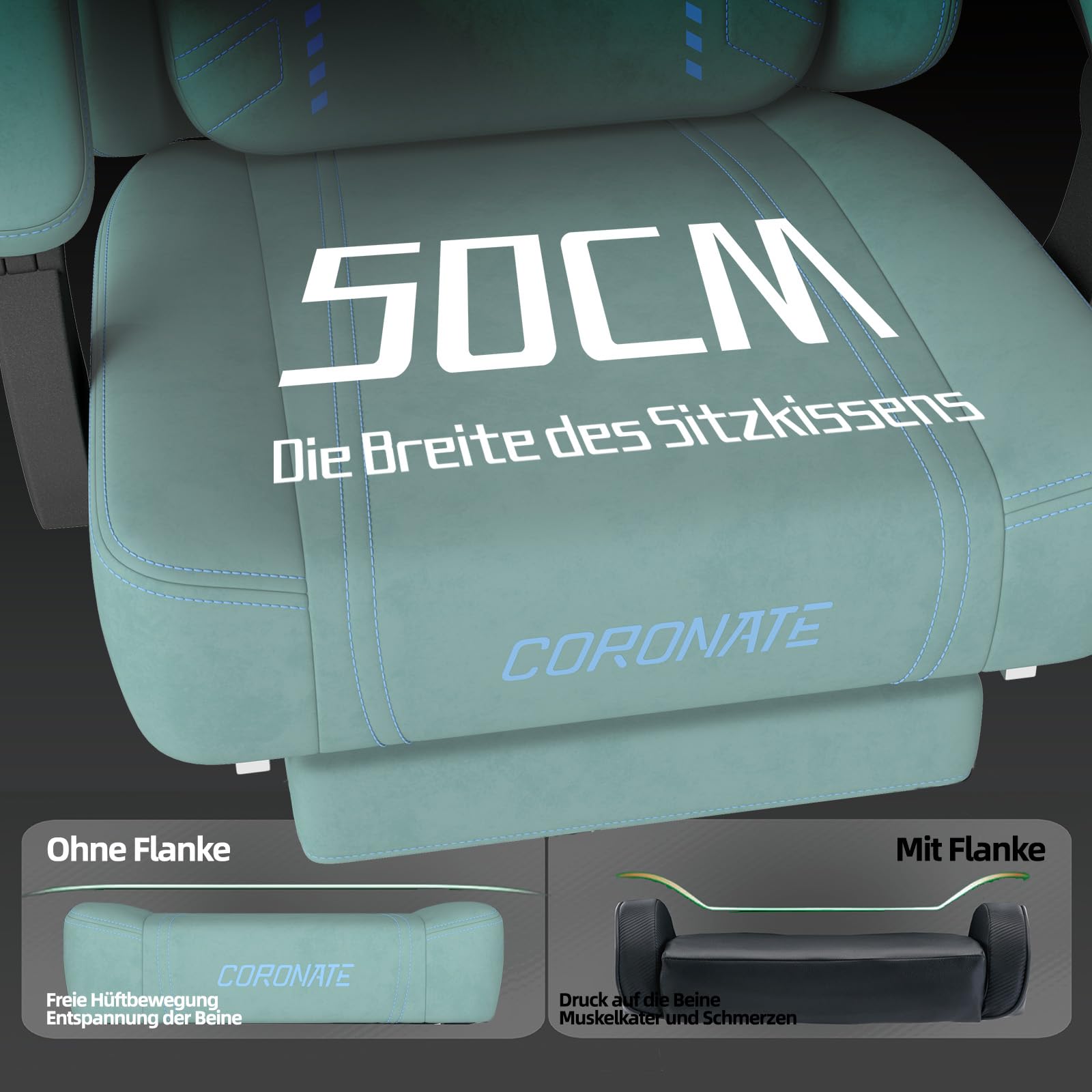 MIXASTEP Gaming Stuhl Ergonomisch mit Verstellbarer Rückenlehne & 360° Drehfunktion - Bürostuhl für Erwachsene/Jugendliche 150KG,PC-Stuhl aus Technologiegewebe in Blau für Homeoffice/Gaming