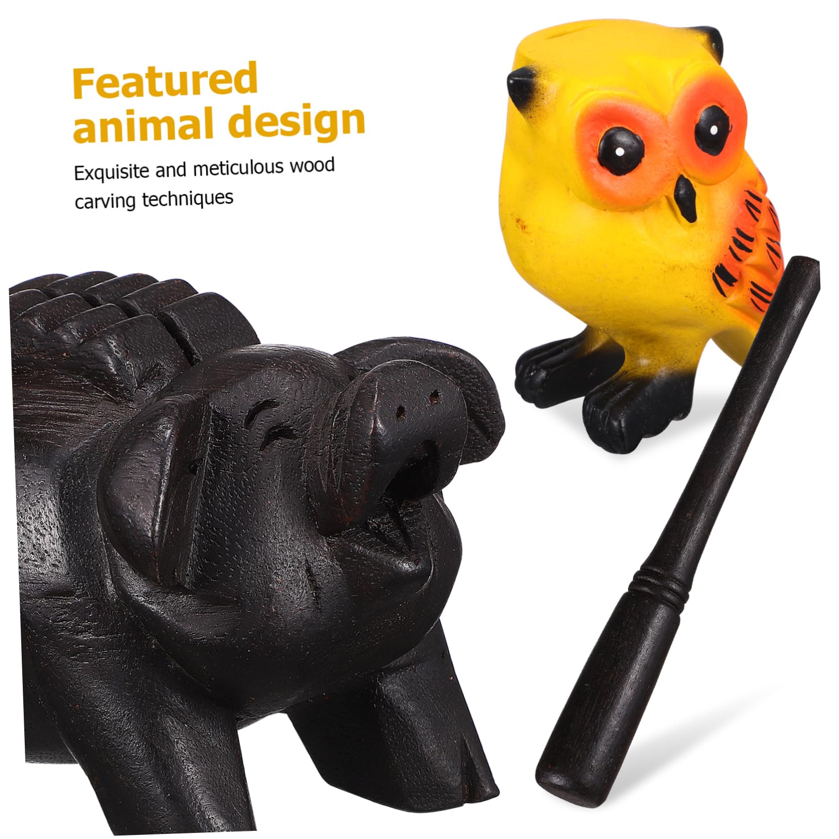 Mikinona 3pcs Animales De Sonido De Madera Decoración De Oficina Hogar Juguete Educativo Instrumento Musical