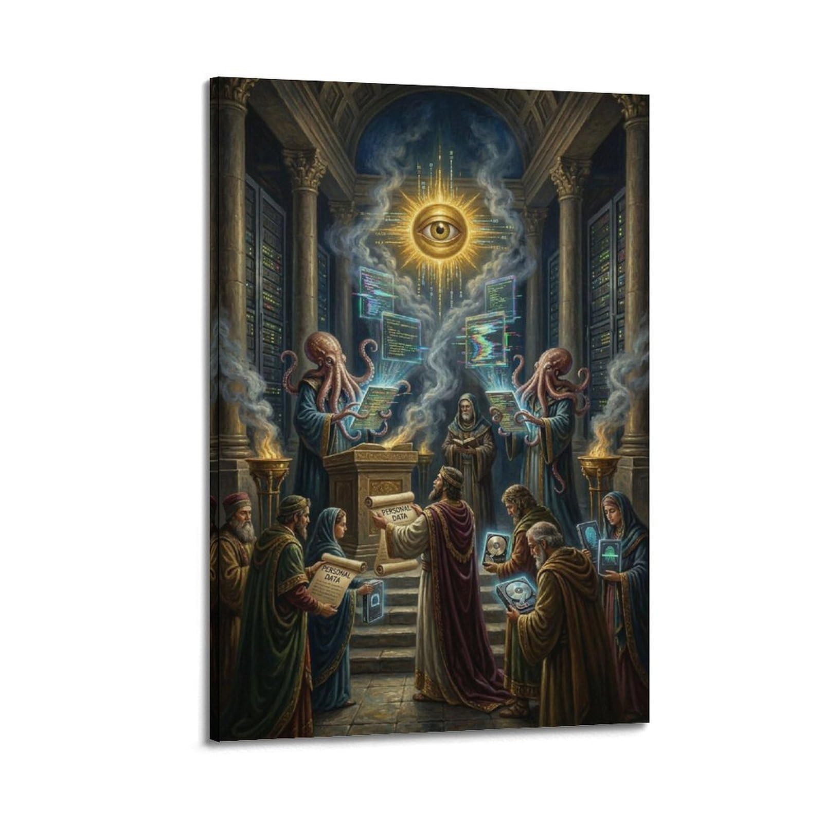 XKUGA Surreal Vintage Animal Poster Octopus Data Oracle Ritual Modern Decorative Canvas Prints - Ideal Wall Art for Family, Man Cave, Game Room, Boys & Girls Bedroom 20x30inch(50x75cm)
