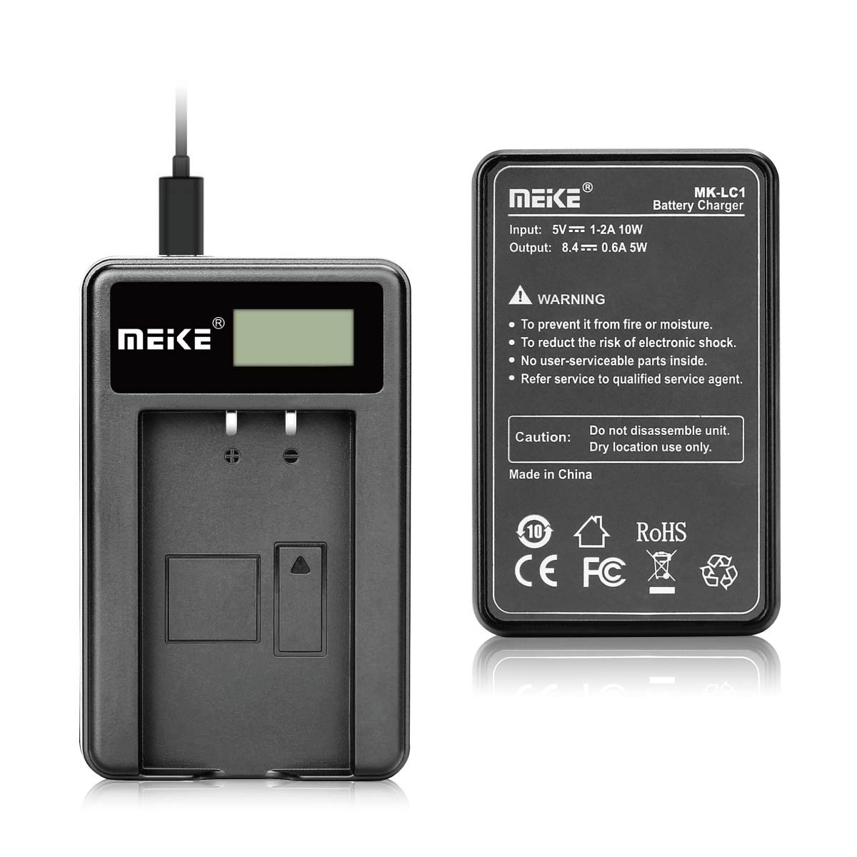 Meike MK-LC1 Chargeur de batterie Li-ion avec écran LCD pour batterie MK 420 Speedlite Series (MK-LP1)