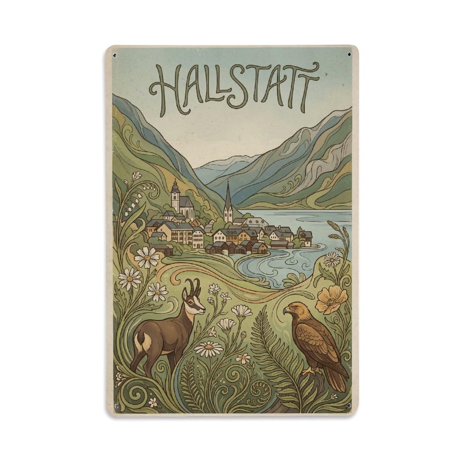 Gead 8X12inch Style Vintage Travel Austria Nature Scene Metal Tin Sign