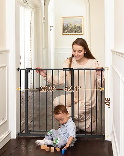 Miniatura 2 de InnoTruth Puerta para bebés de 28.9 a 42.1 pulgadas de ancho para escaleras, puertas para perros de 30 pulgadas de alto para puertas ampliables con