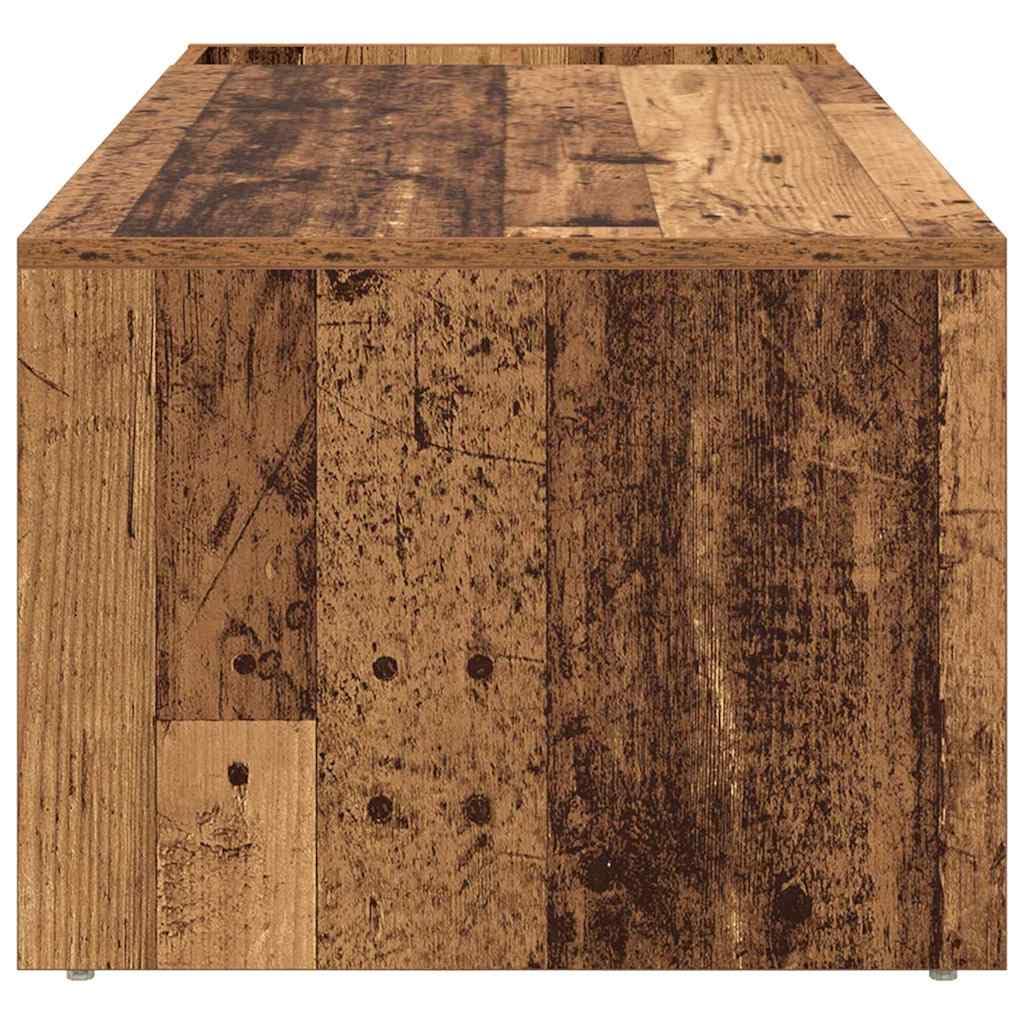 Mesa de centro de madera vieja, 101,5 x 50 x 37 cm, rectangular, con espacio de almacenamiento, salón, mesa auxiliar, estante para sofá, salón, oficina, diseño moderno