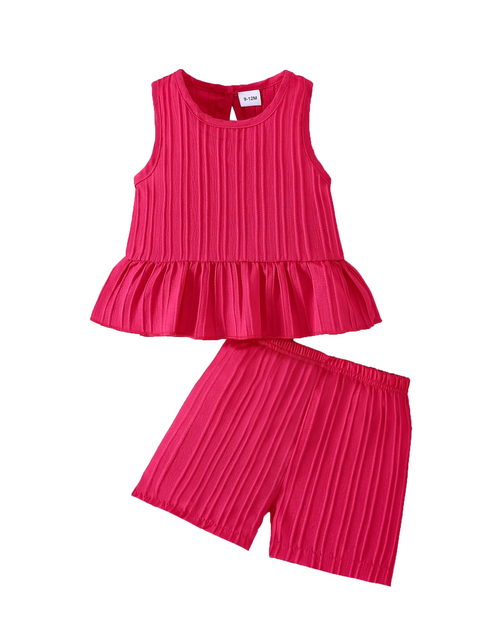 Weebaby Toddler Girl Clothes Baby Summer Outfits Sleeveless Halter Top Ruffle Short Set Cute Kids Clothes Girls
