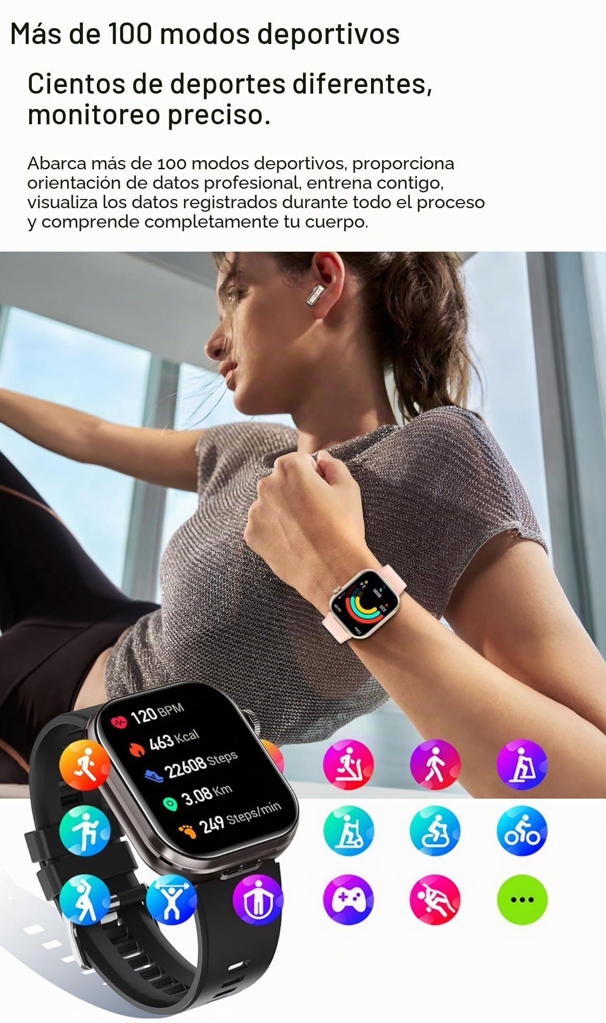 AIEK Reloj inteligente, auriculares Bluetooth integrados, monitor de frecuencia cardíaca/sueño/presión arterial, pantalla táctil grande de 2.02 pulgadas, reloj deportivo para iOS y Android, reloj