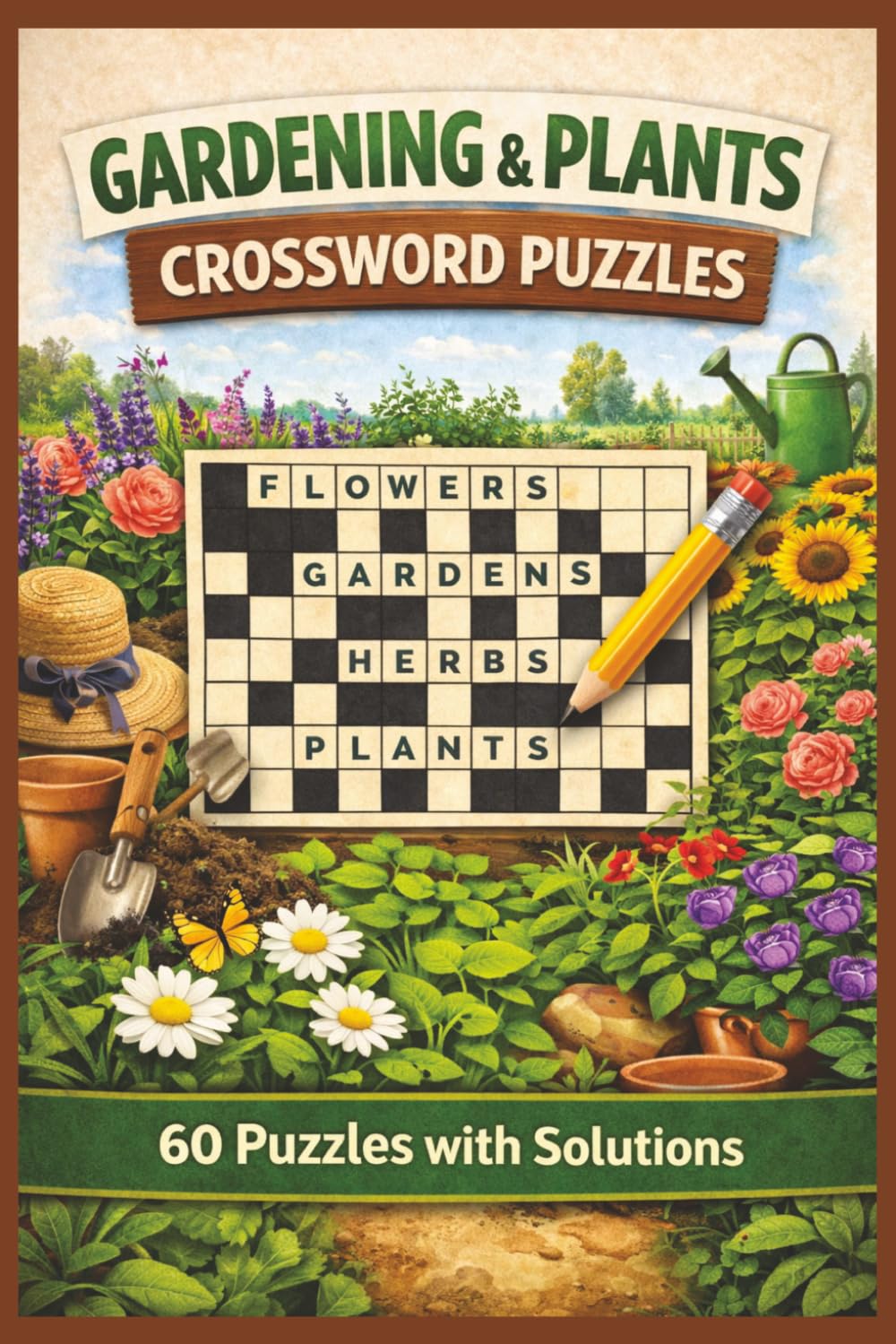 Gardening and Plants Crossword Puzzle: 60 Large Print Puzzles with Solutions | Fun Brain Games for Garden Lovers and Plant Enthusiasts (Nature and Animals Puzzle Series)