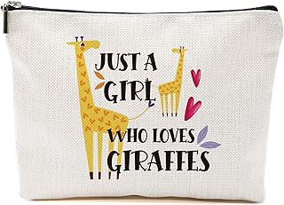 Giraffe Gifts Giraffe Makeup Bag for Women Adults Girls Gift for Giraffe Stuff Merch Animal Lover Breeder Funny Birthday Christmas Gift for Teens Daughter Sister Bestie Just A Girl Who Loves Giraffes