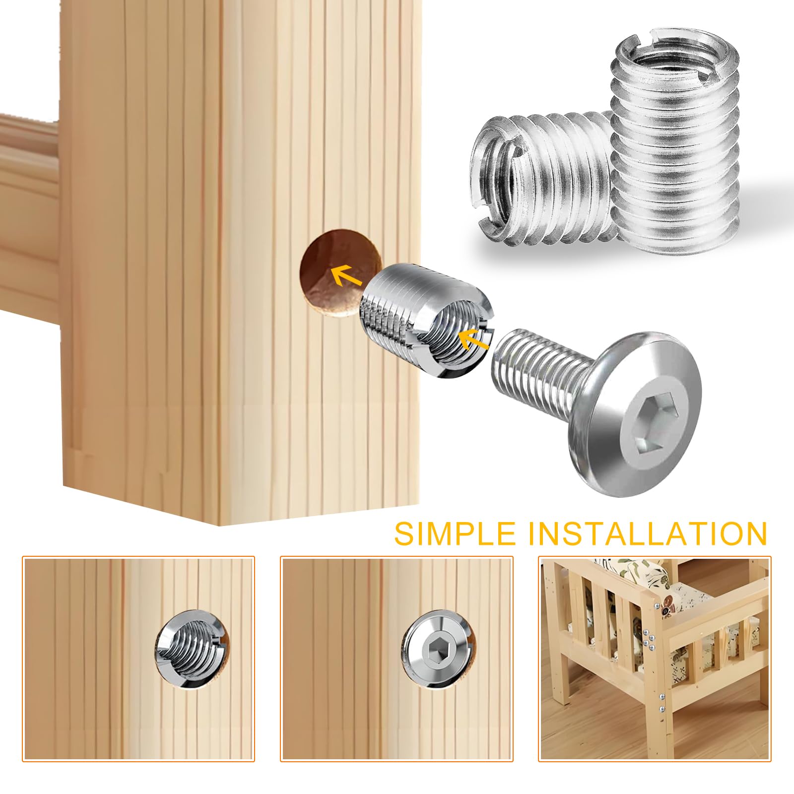 12 inserti filettati M10 su M12, manicotto filettato da 15 mm, adattatore filettato, jack argentato, dado di avvitamento in acciaio inox per automobili meccaniche