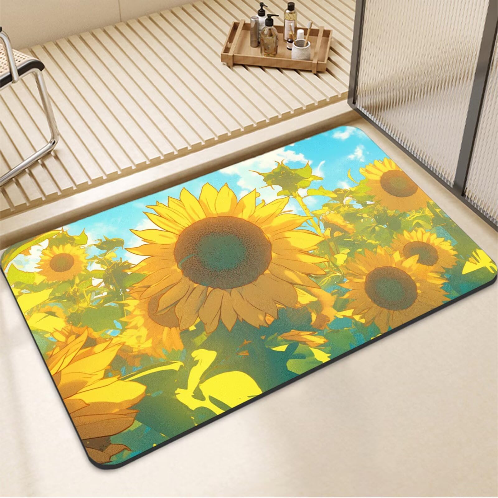 Tapis de douche antidérapant absorbant à séchage rapide et lavable pour la maison
