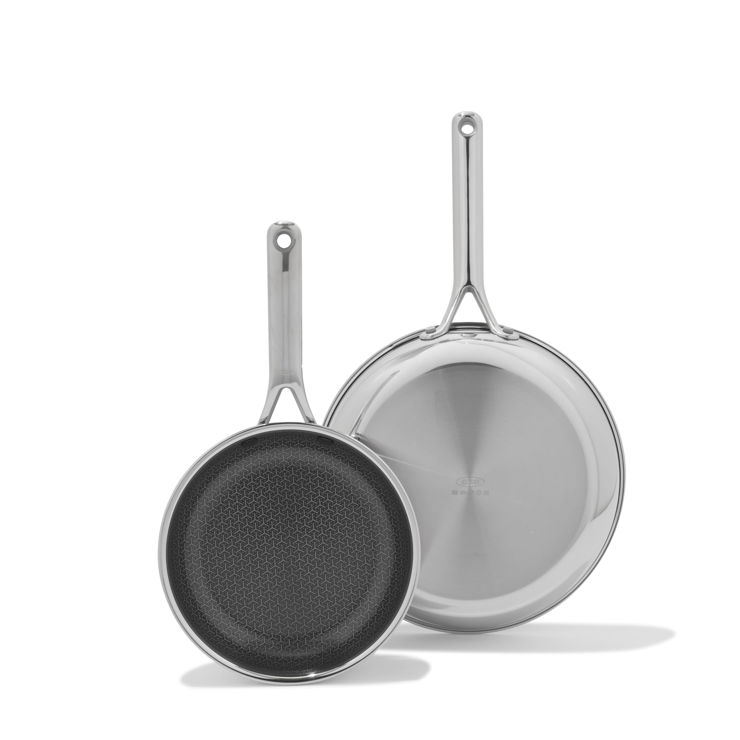 OXO Hybrid 20cm and 25cm Frying pan Set, Durable PFAS-Free Ceramic, Fusion Boost Technology for Powerful Search, Induction and All hob hobs, Dishwasher Safe, Mirror-Polished Triple Layer
