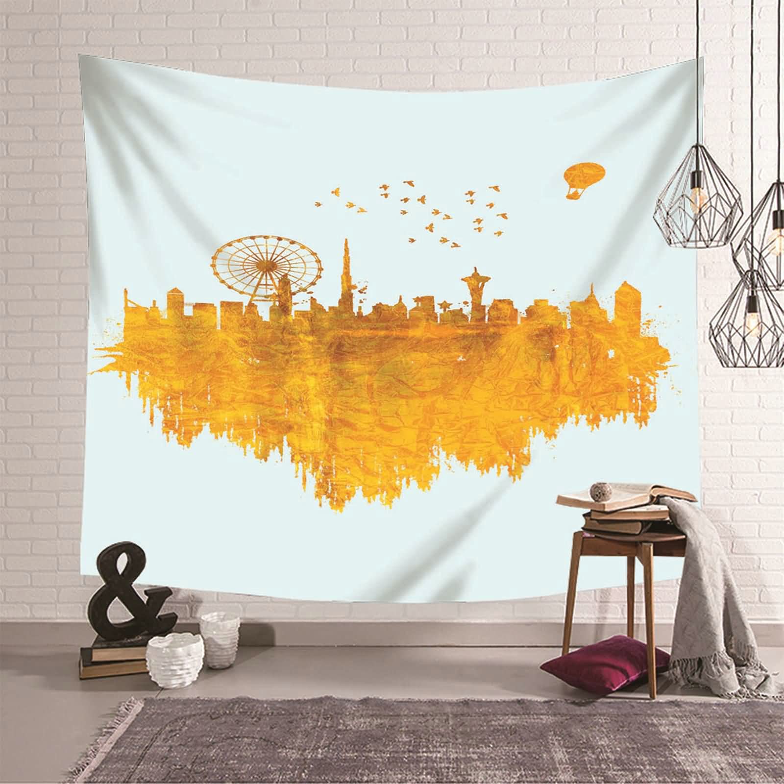 Tapiz de pared gigante KnSam en color amarillo para renovar habitaciones sin pintar