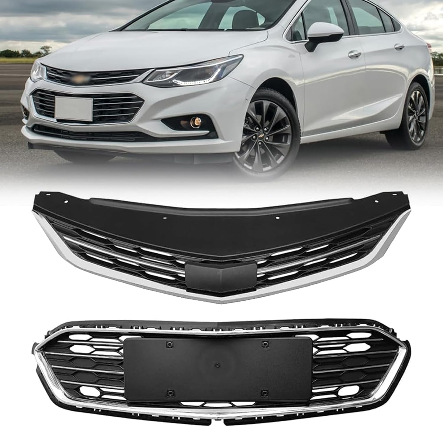 Front Hood Bumper Grill For Chevy Cruze Upper Lower Mesh Grille Replacement 2016 2017 2018
