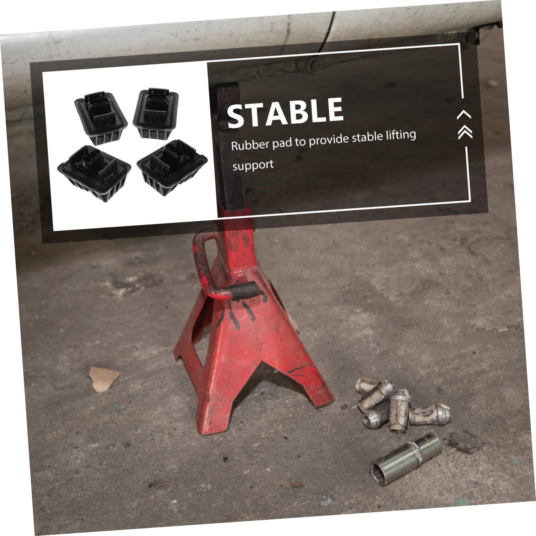 MAGICLULU in Gomma per Martinetto Sollevamento 4 Pezzi Base Resistente per Auto Compatibile Martinetti da Accessori Sicuri per Manutenzione Veicoli