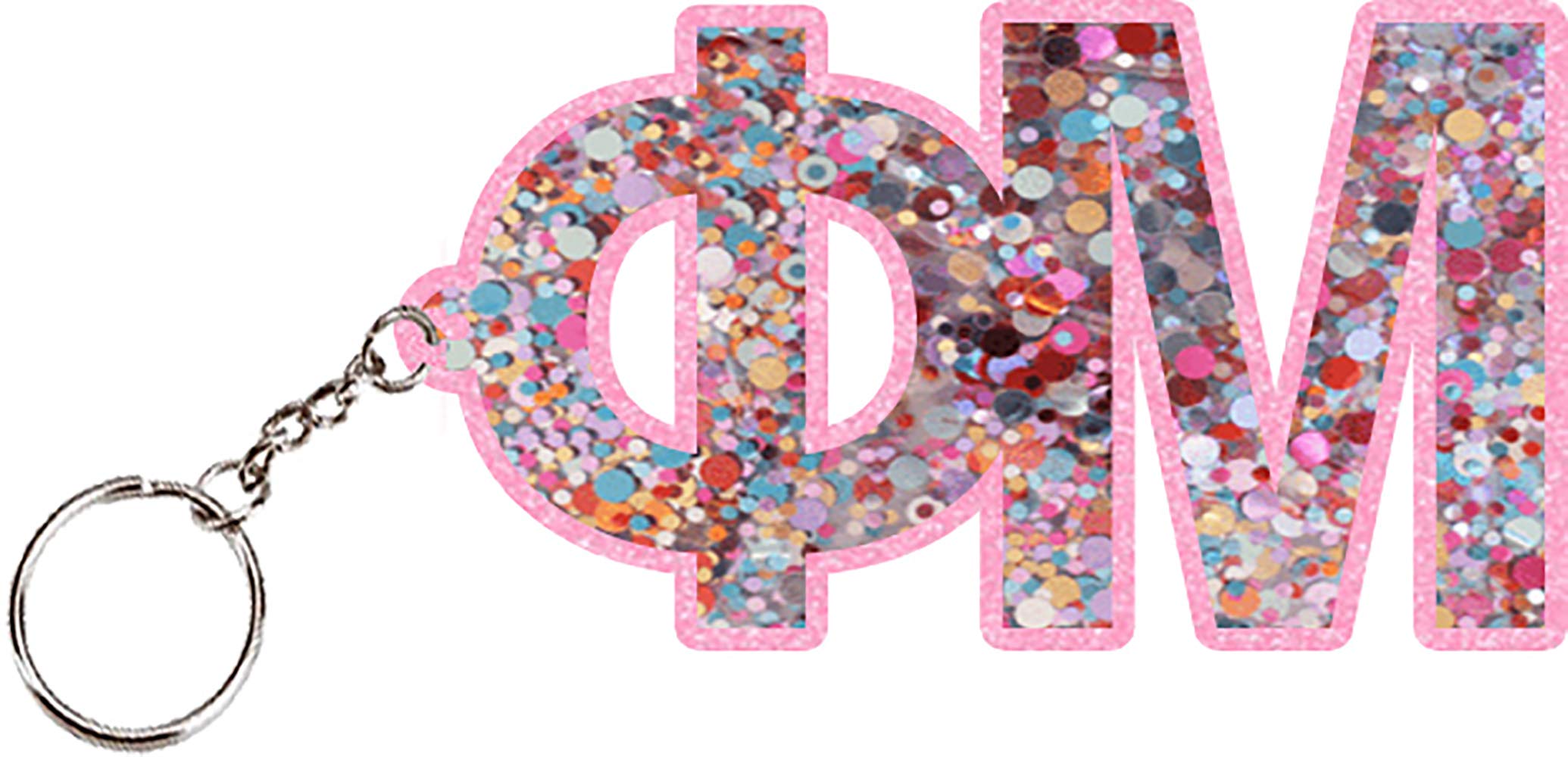 Phi Mu Glitter Sorority Keychain