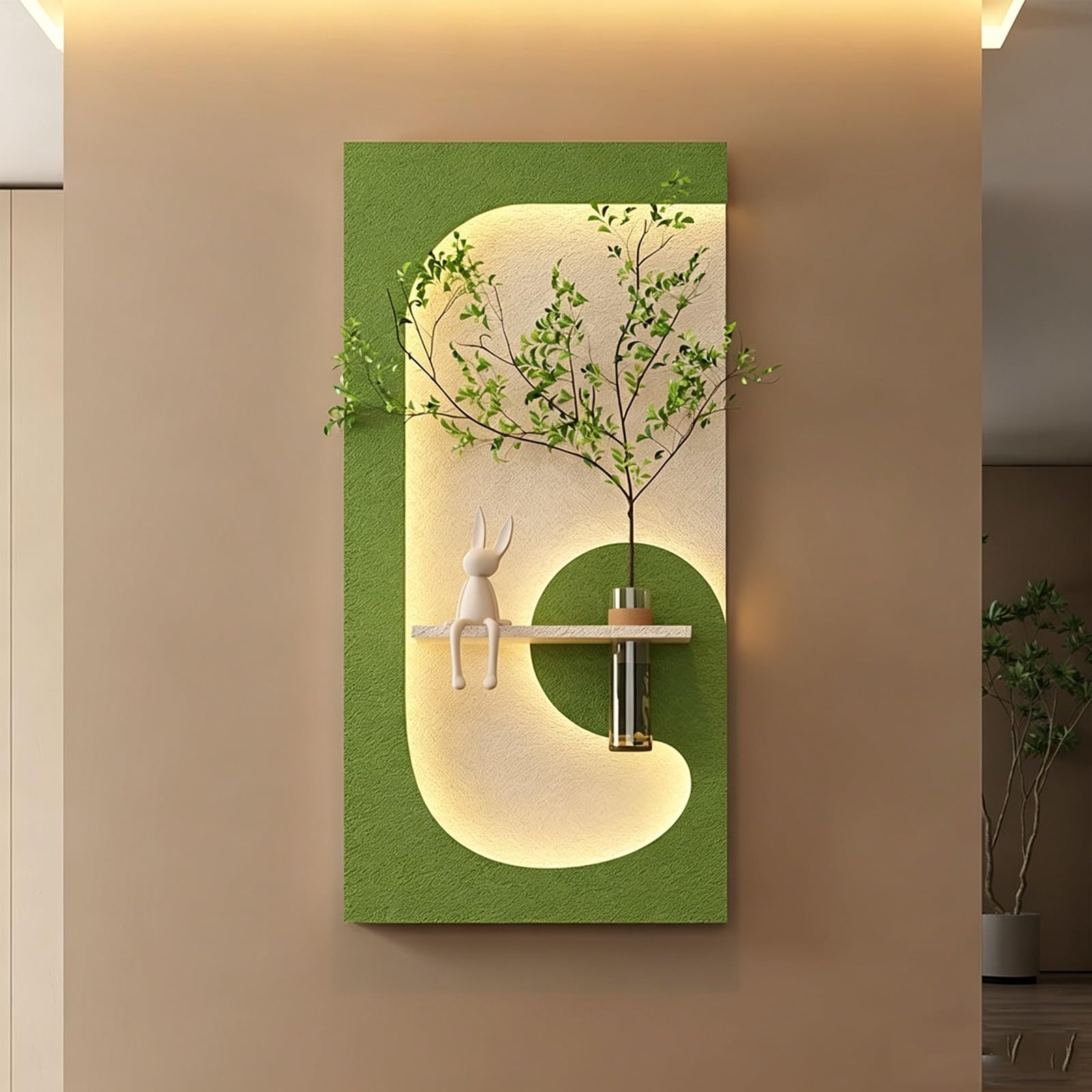 Décoration murale en grès en relief 3D avec éclairage LED et culture
