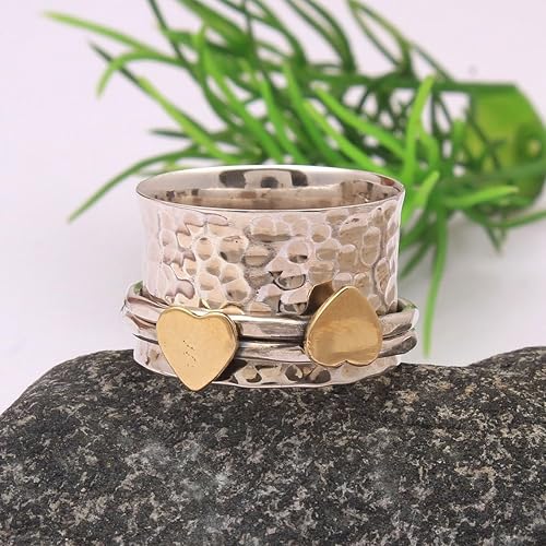 Miniatura 103 de Boho Spinner Ring, Mothers Day Gift, Silver 925 Women Ring, Sterling Silver 925 Ring, Fidget Spinner Ring,Women Silver Anxiety Ring