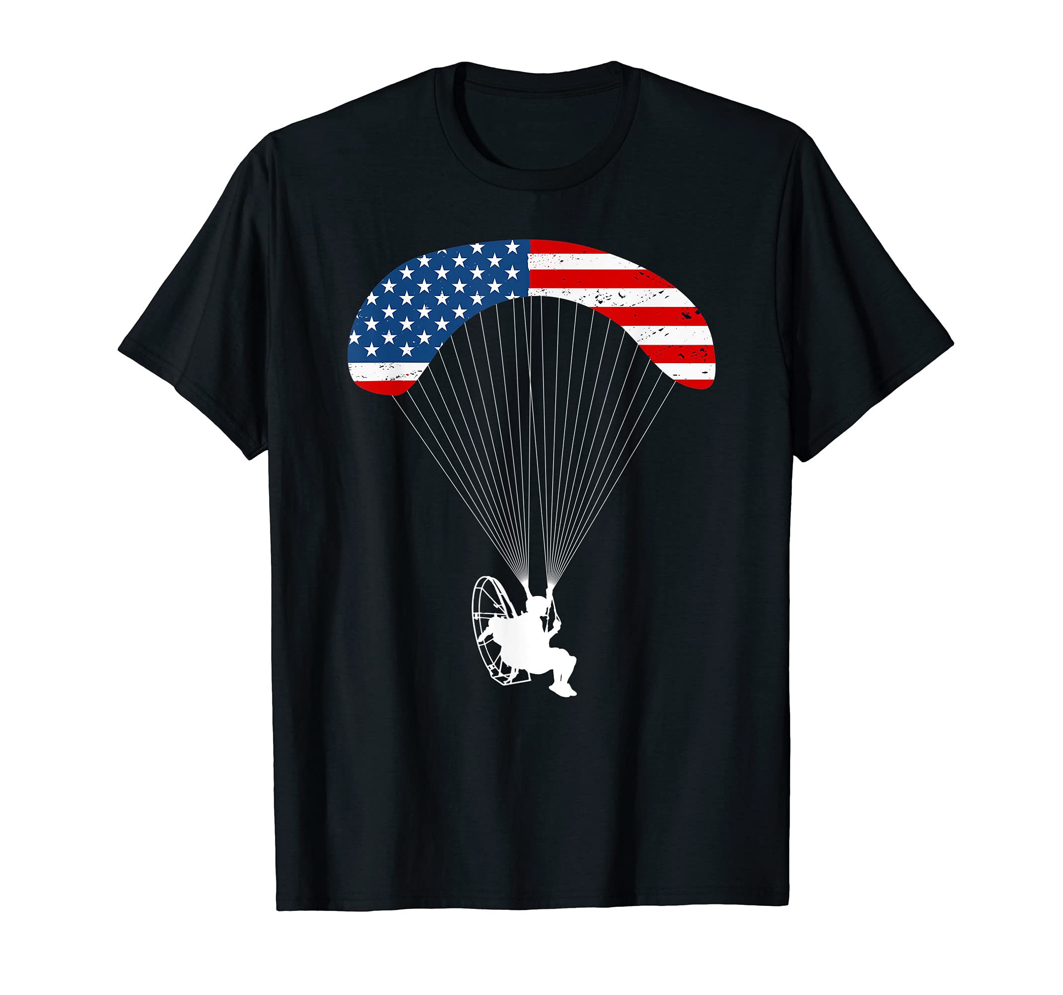 Paramotoring Pilot and Paramotor GiftsParamotor Pilot USA American Flag Vintage Paramotor T-Shirt