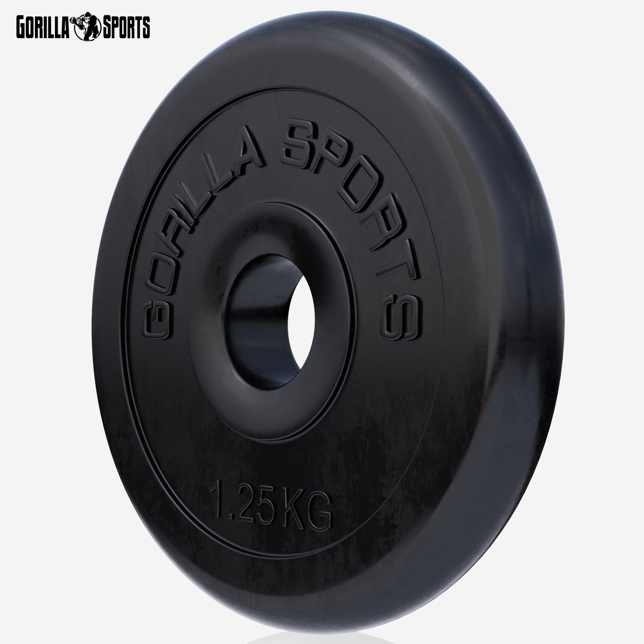 Gorilla Sports® Disques de Poids - Individuel/Ensemble, 1,25kg, 2kg, 2,5kg, 5kg, 10kg, 15kg, 20kg, 25kg, 27,5kg, 30kg, Ø 30/31mm, Noir - Disques d'Haltères, pour Musculation, Fitness, Domicile, Gym