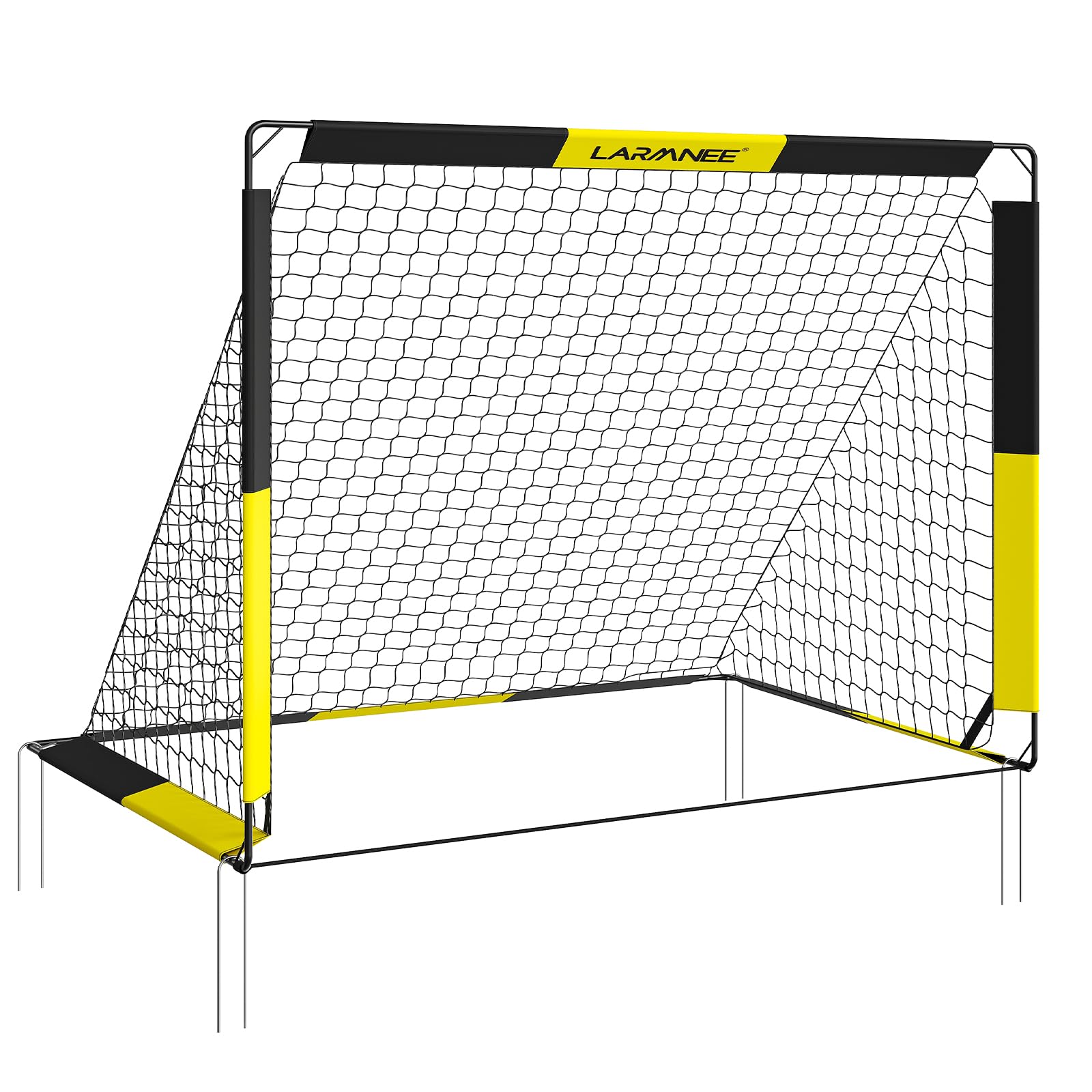 LARMNEE Portería de Fútbol para Niños, Entrenador de Portería de Fútbol, Plegable y Portátil, 2 en 1 con Pared, 5 Agujeros de Tiro, con Bolsa y Clavijas, para Exteriores