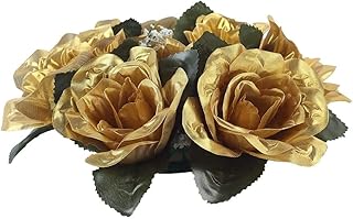 30 Rose Gold Candle Decor Ideas That Feel Modern and Feminine 39 4 Gold Silk Roses Candle Rings - Artificial Flowers Wedding Party Center...