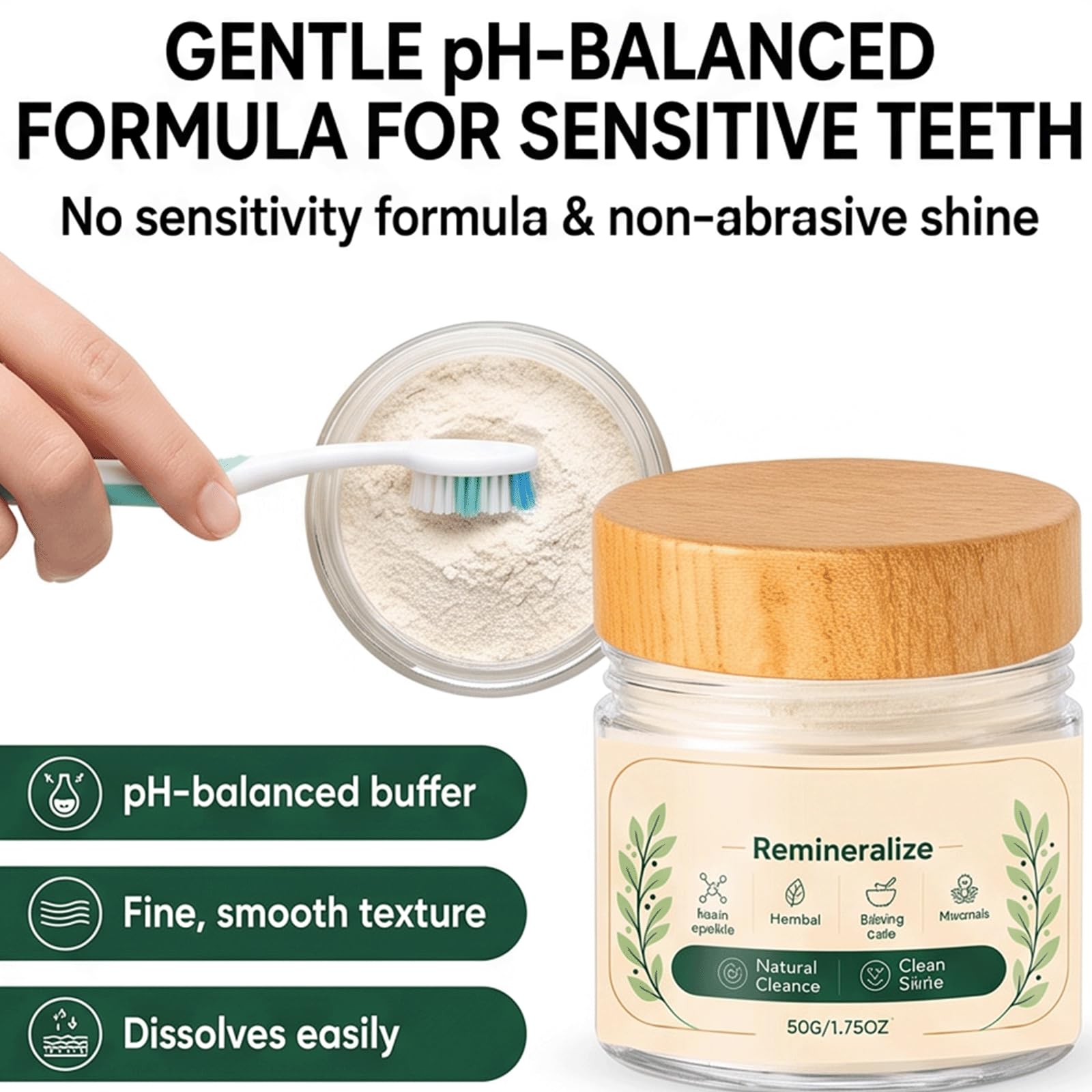 Poudre dentaire hydroxyapatite pour dents sensibles - poudre dentaire reminéralisante et détachant sans danger pour les taches de café et de boissons brunes (5PCS)