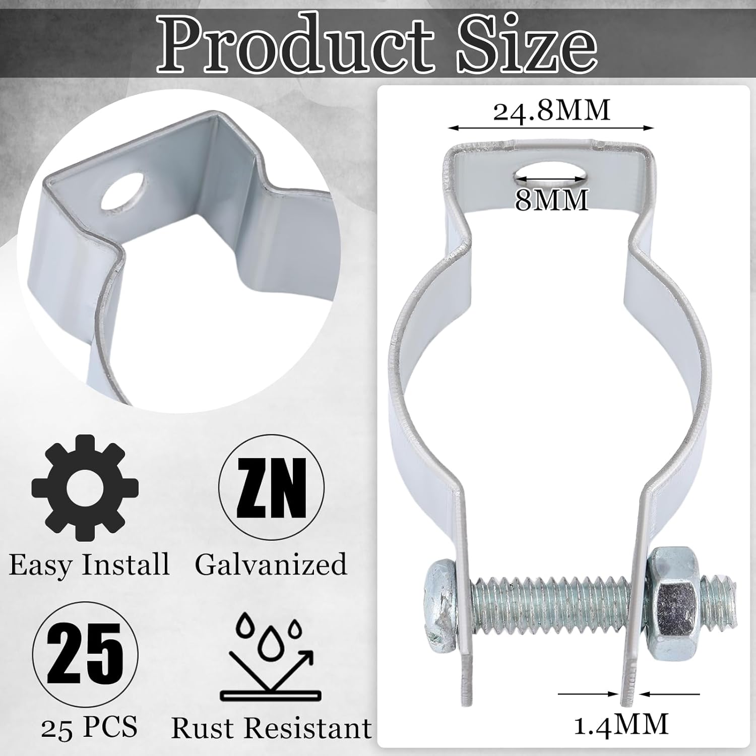 Yaocom 25 Pcs Zinc Plated Steel EMT Conduit Hanger with Bolt Ideal for Rigid and EMT Conduit Mounting to Surfaces, Insulated Supports or Threaded Rods, Furnished with Nut and Bolt (2 Inch)
