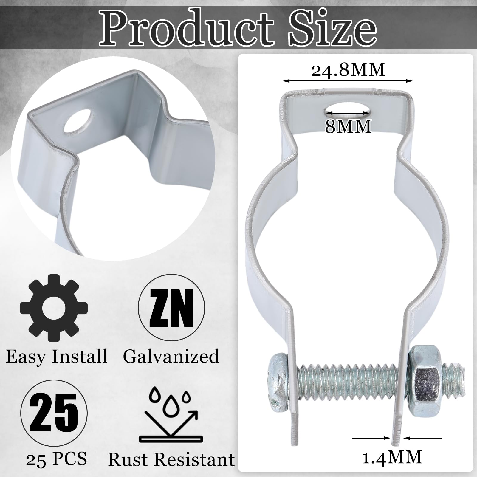 Yaocom 25 perchas de conducto EMT de acero chapado en zinc con perno, ideal para montaje de conductos rígidos y EMT en superficies, soportes aislados o varillas roscadas, equipado con tuerca y perno