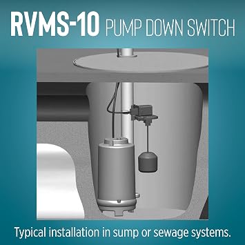 Little Giant RVMS-10 115-Volt Piggyback Vertical Mechanical Pump Down Float Switch for Pumps up to 1/2 HP with 10-ft. Cord, Black, 599261