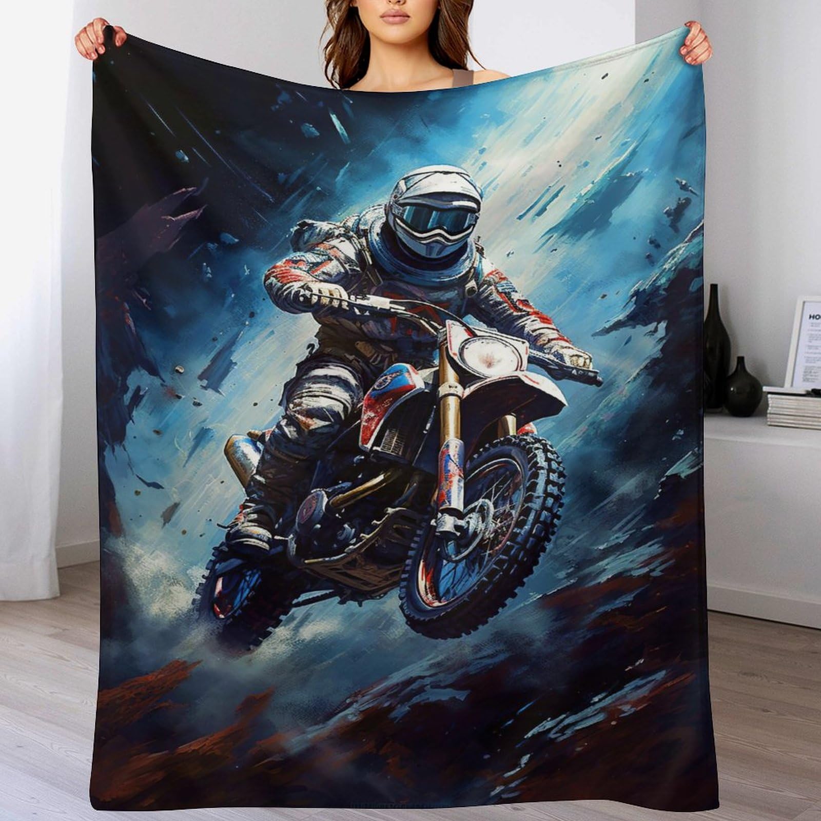 Couverture plaid de motocross imprimé pour vos soirées canapé