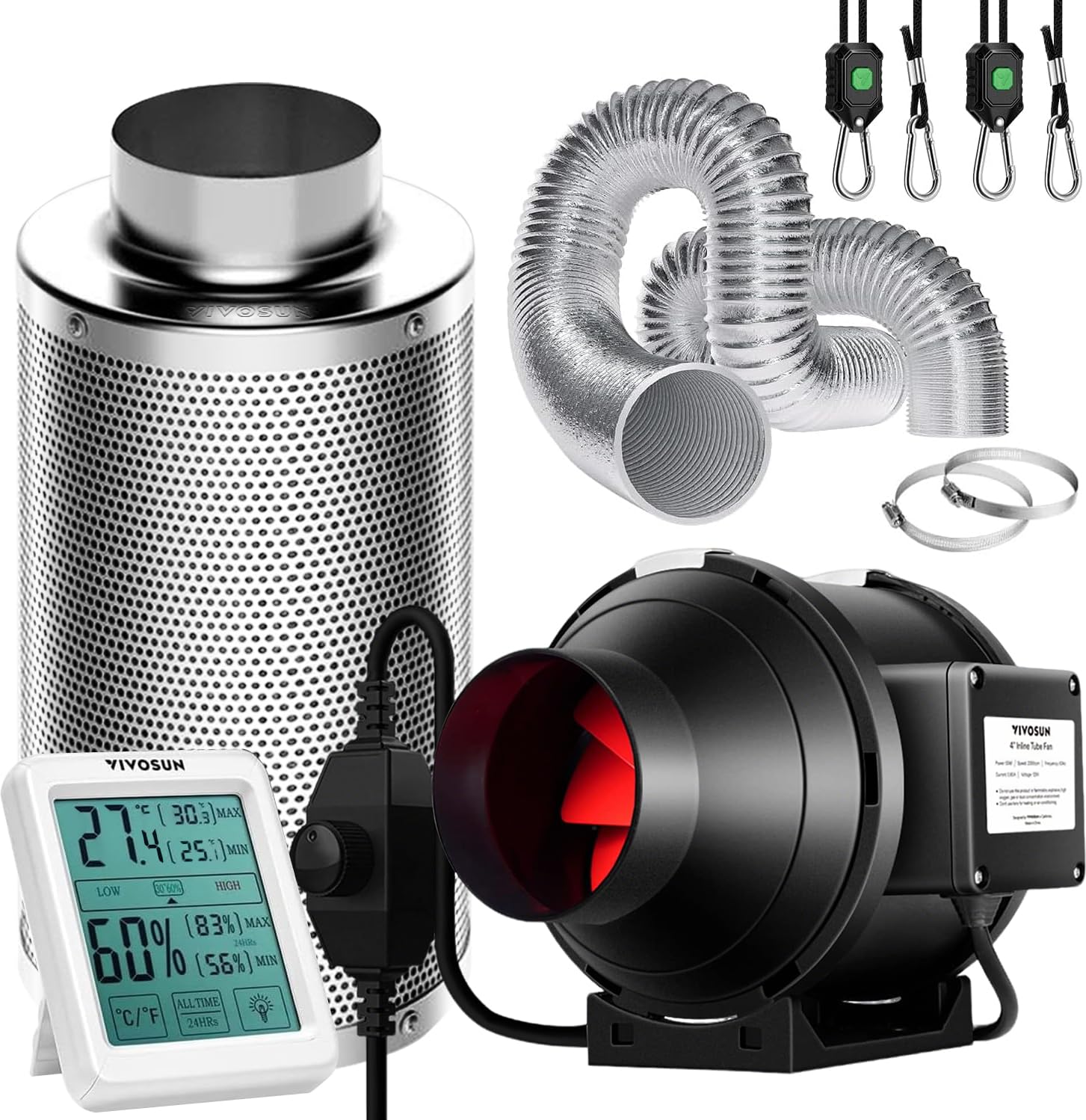 VIVOSUN Inline-Rohrventilator Set