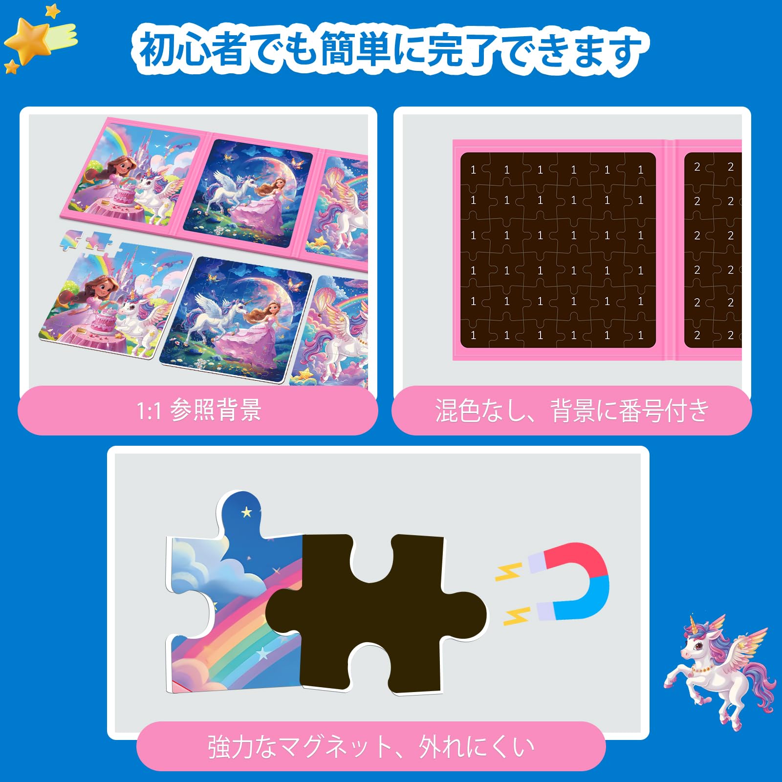 Unicorno Puzzle Magnetico Per Bambini,36pcs Puzzle Di Viaggio Per I Bambini Di Età 3-8,Ragazze Puzzle Bambini L'Intelligenza,Puzzle Per Bambini,Attività Aeroplaniche Per I Regali Di Compleanno