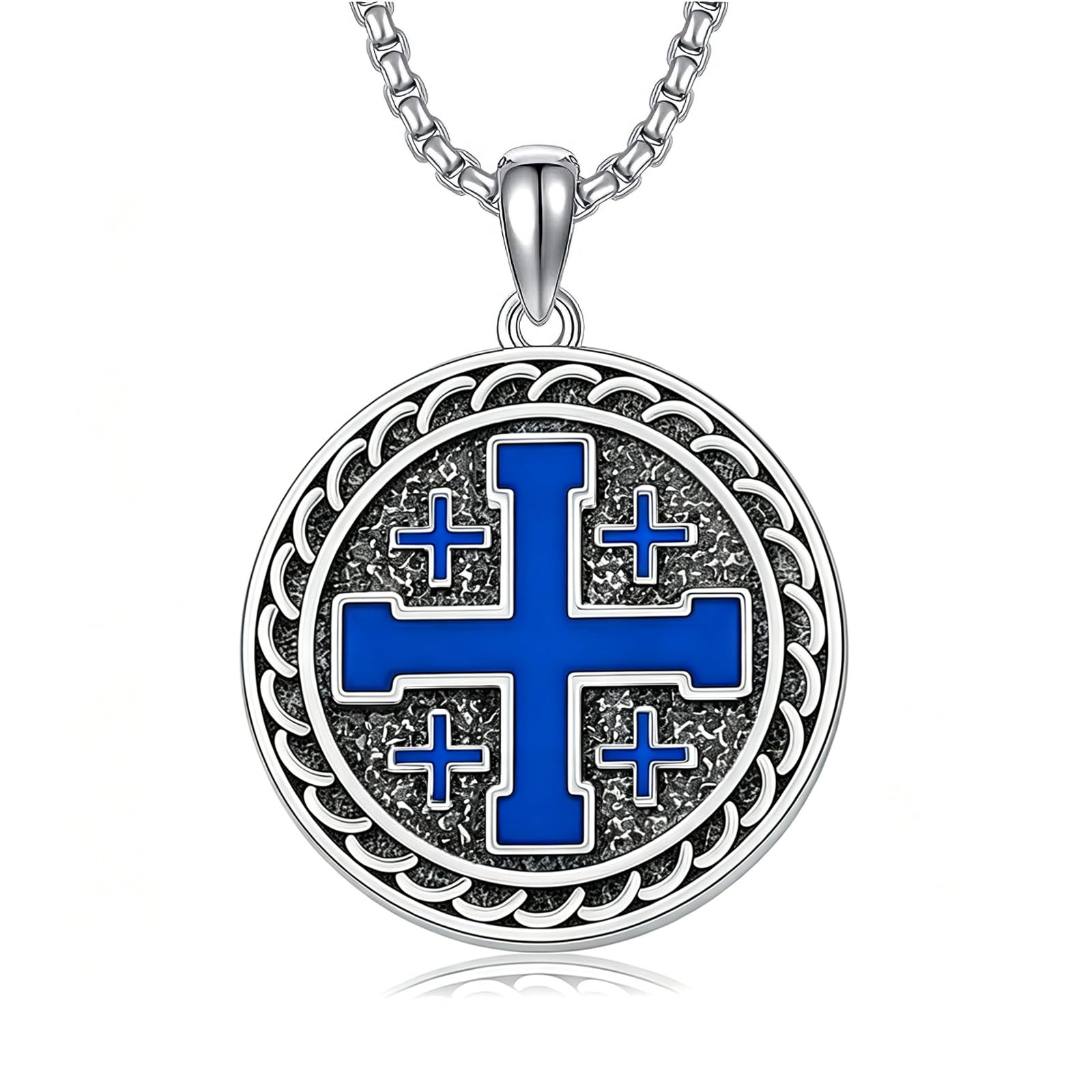 925 Sterling Silver Cross Pendant Necklace for Men Women Amulet Necklace Protection Jewelry Religious Gifts(With Gift Box)