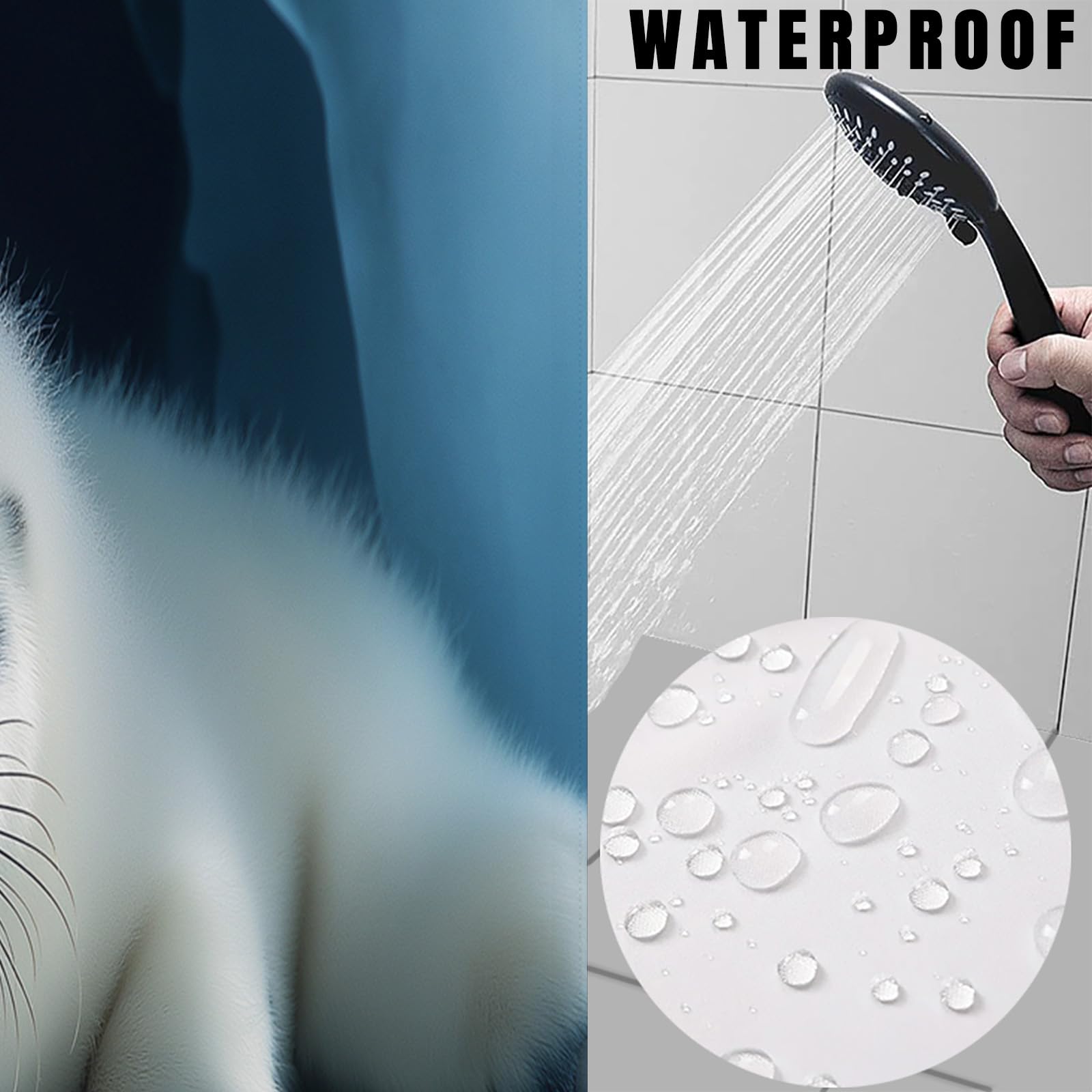 Eishöhlenlandschaft Duschvorhänge mit Haken,H200 x B180 cm (1er Pack) Wasserdicht Duschvorhang für Badezimmer,süße kleine Robbe Badewannen Hotelvorhang,Maschinenwaschbar