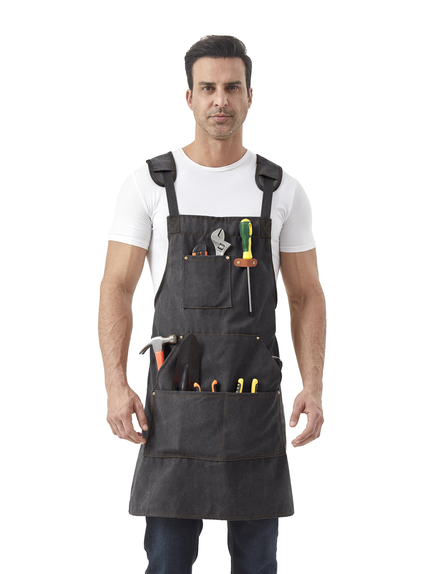 Nanxson Thick Canvas Tool Apron for Men with Padded Shoulders