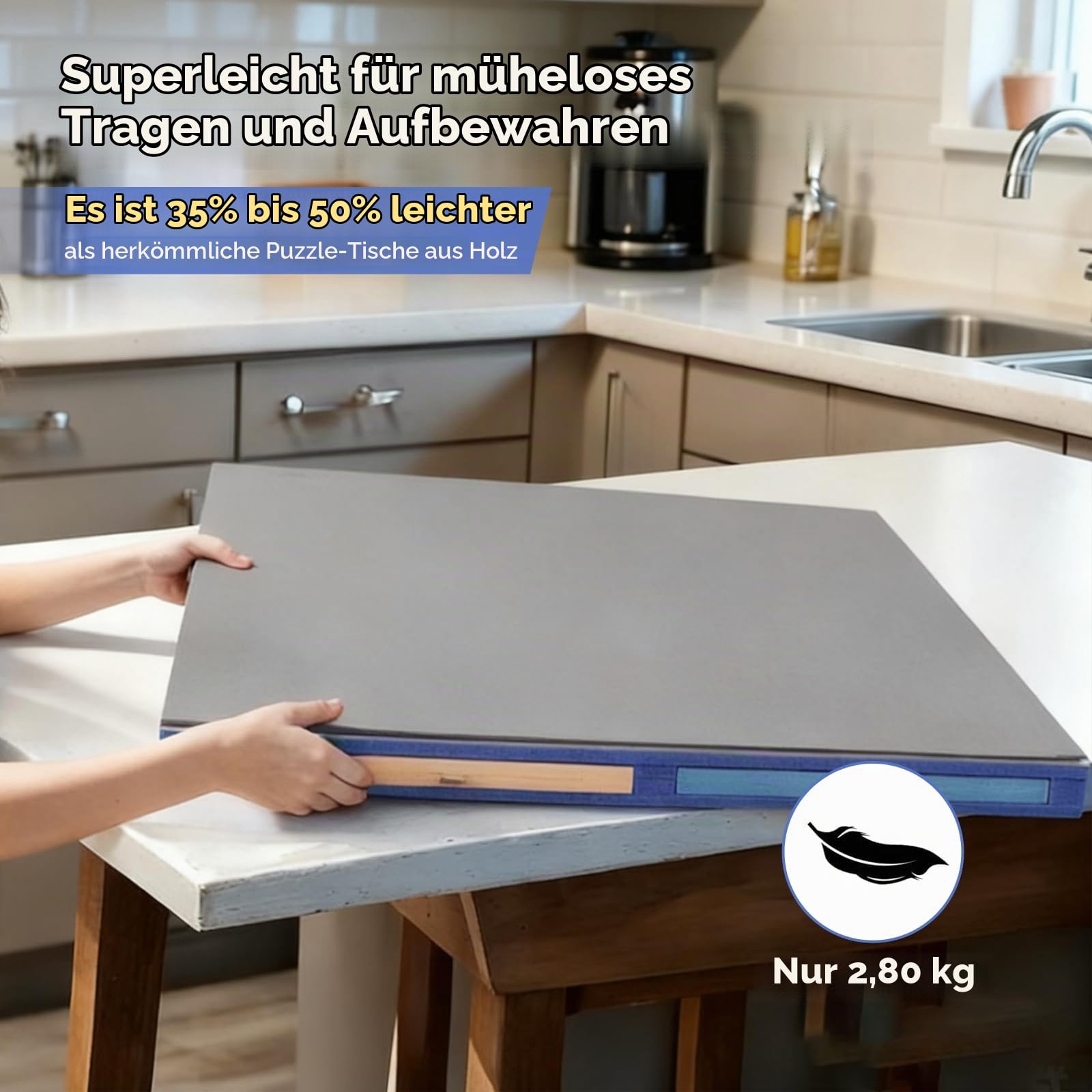 Puzzletisch 1000 Teile mit 4 Schubladen - Kippbares Puzzlebrett mit Holz Ständer - Tragbarer Filz Puzzle Board - Puzzleplatte mit Staubschutzhülle Ideal für Erwachsene