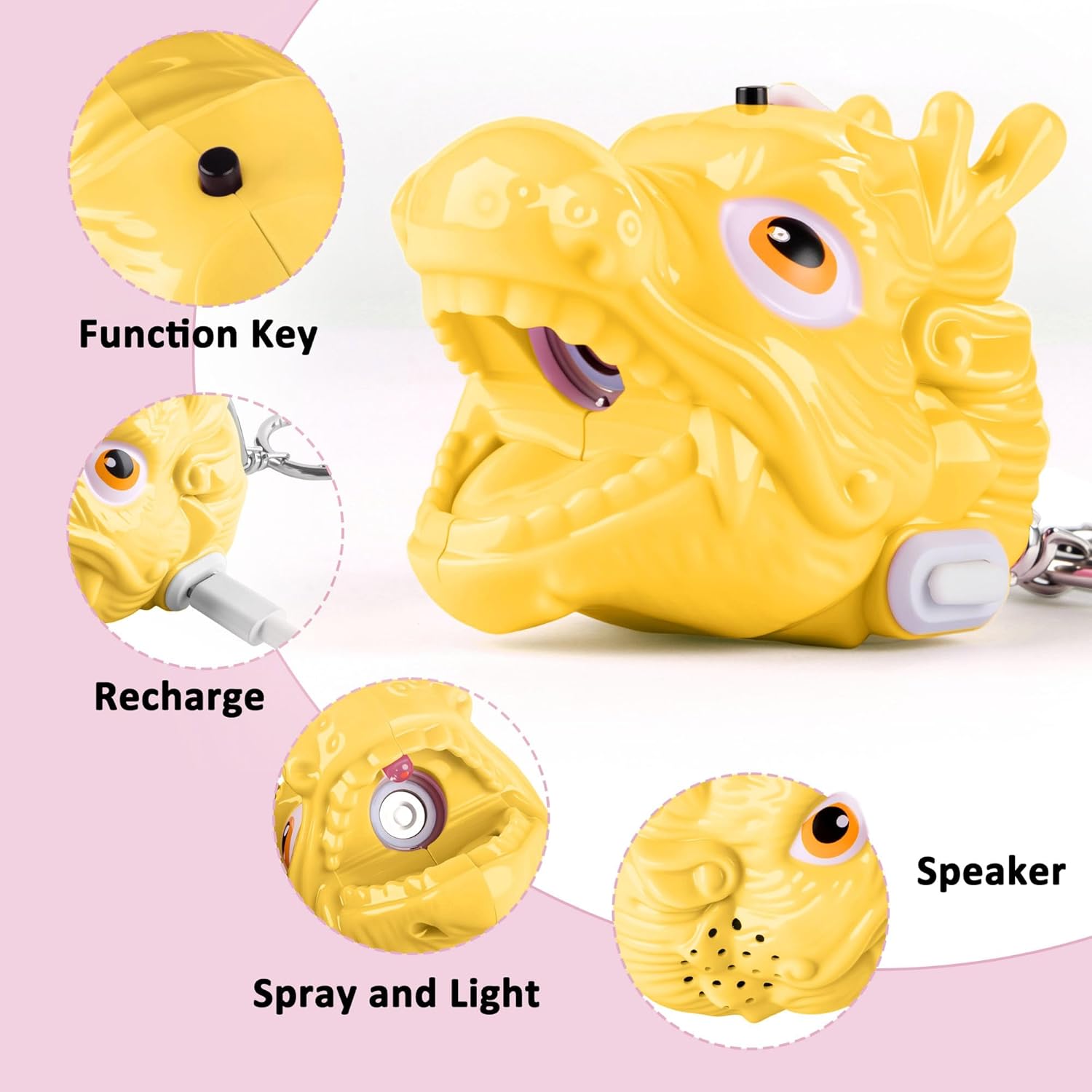 Dragon Toys for Kids 3-5 5-7 Spray Dinosaur with Roaring Lighting for Boys Girls 8-12 Birthday Christmas (Yellow)