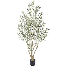 Nafresh Tall Faux Olive Tree 5ft 60in, Artificial Olive Tree with Silk Leaves, Natural-Look Trunk, Adjustable Branches and Lifelike Fruits, Fake Tree for Living Room Bedroom Office Entryway Foyer