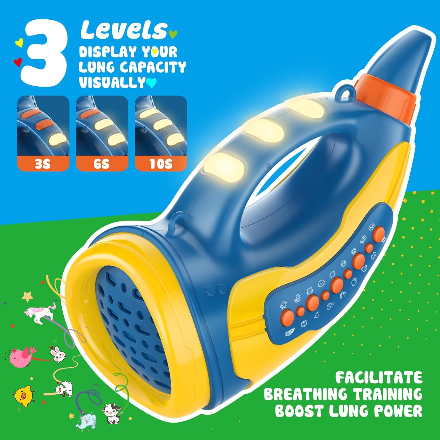 Aooess Voice Changer Toy for Kids 5-7: Animal Sounds Horn 30 Fun Sound Effects & Lights Voice Changer Device Kids Hunting Toys Nature Exploration Outdoor Toys for Boys Girls Ages 3-8 Olds, Blue