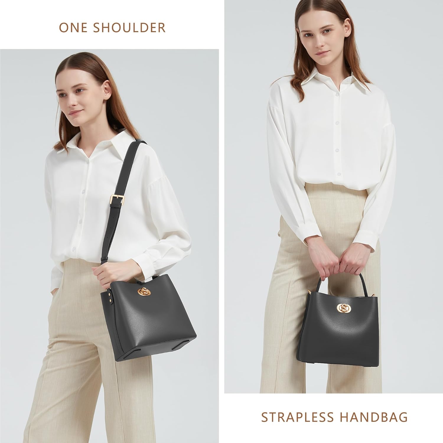 SADI Genuine Leather Bucket Bags for Women, Women's Crossbody Handbags Tote Bags with Adjustable Shoulder Strap - Image 8