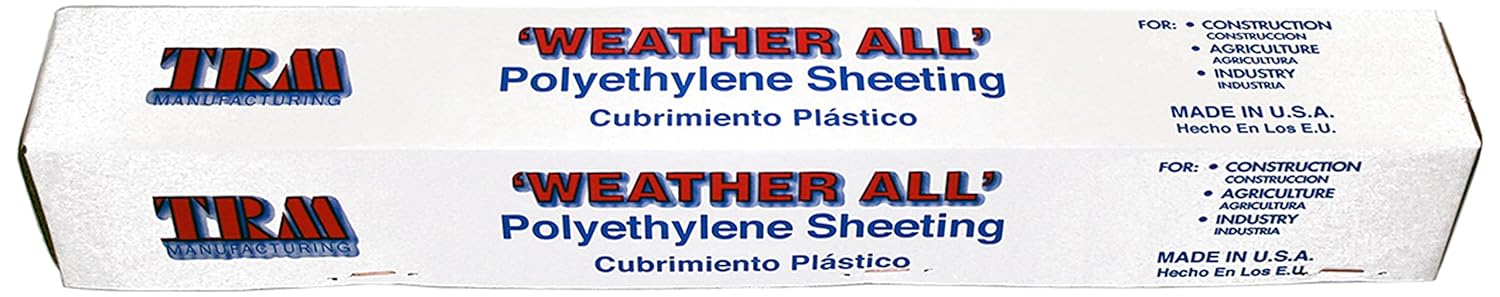 412C Weatherall Visqueen Plastic Sheeting, Drop Cloth, Barrier 12' Wide x 100' Length x 4.0 mil Thickness, Clear