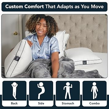 Lull Original 3-Layer Premium Hypoallergenic Pillow Down Alternative for Neck & Spine Support Bed Pillows for Sleeping Cooling, Breathable, Machine Washable with 100-Night Trial Standard Size