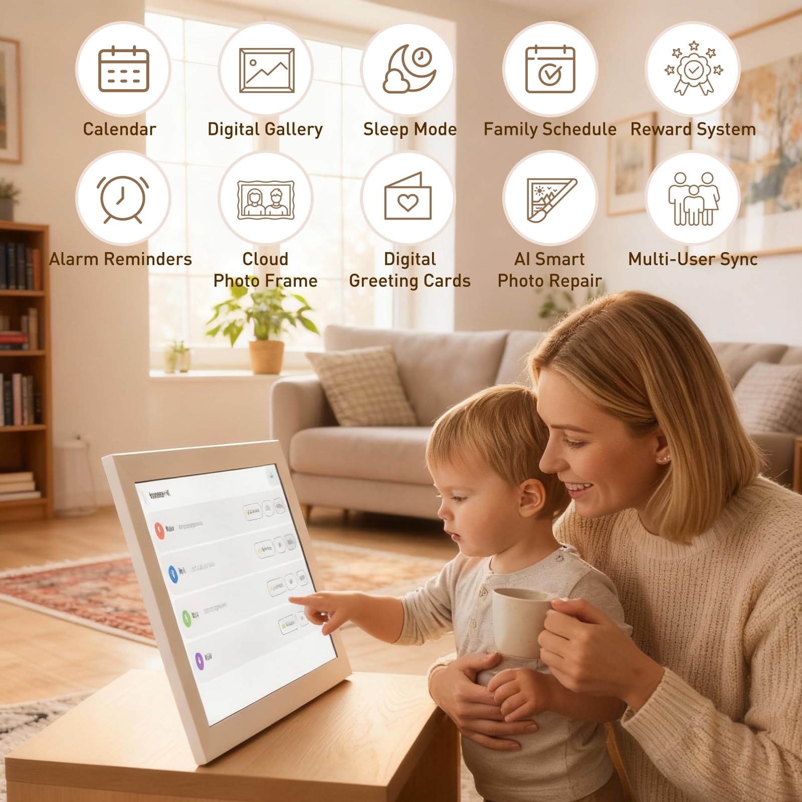 Gugxiom Calendario digitale 2026, calendario elettronico da 15,6 pollici e grafico delle faccende, touchscreen Smart Family Planner da parete per l'organizzazione della casa, pianificazione