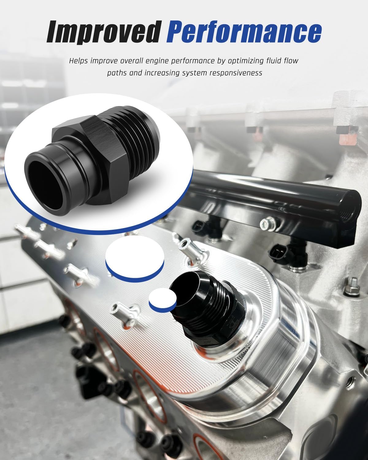 10AN Aluminum Push In Fitting Valve Cover Grommet Fit for GM LS Engines with Sealing Grommet‌