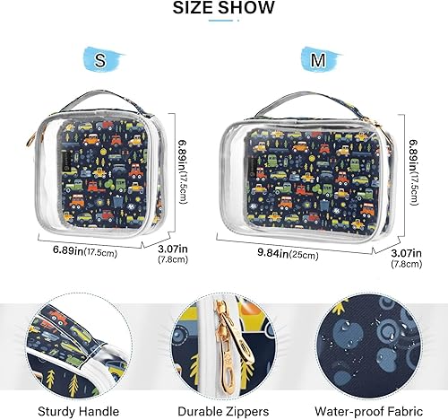 Miniatura 4 de Kawaii Trucks Clear Toiletry Bag for Traveling,2 Pack Makeup Cosmetic Bag with Zipper,Travel Bag for Toiletries,Travel Essentials 21214947 Kawaii