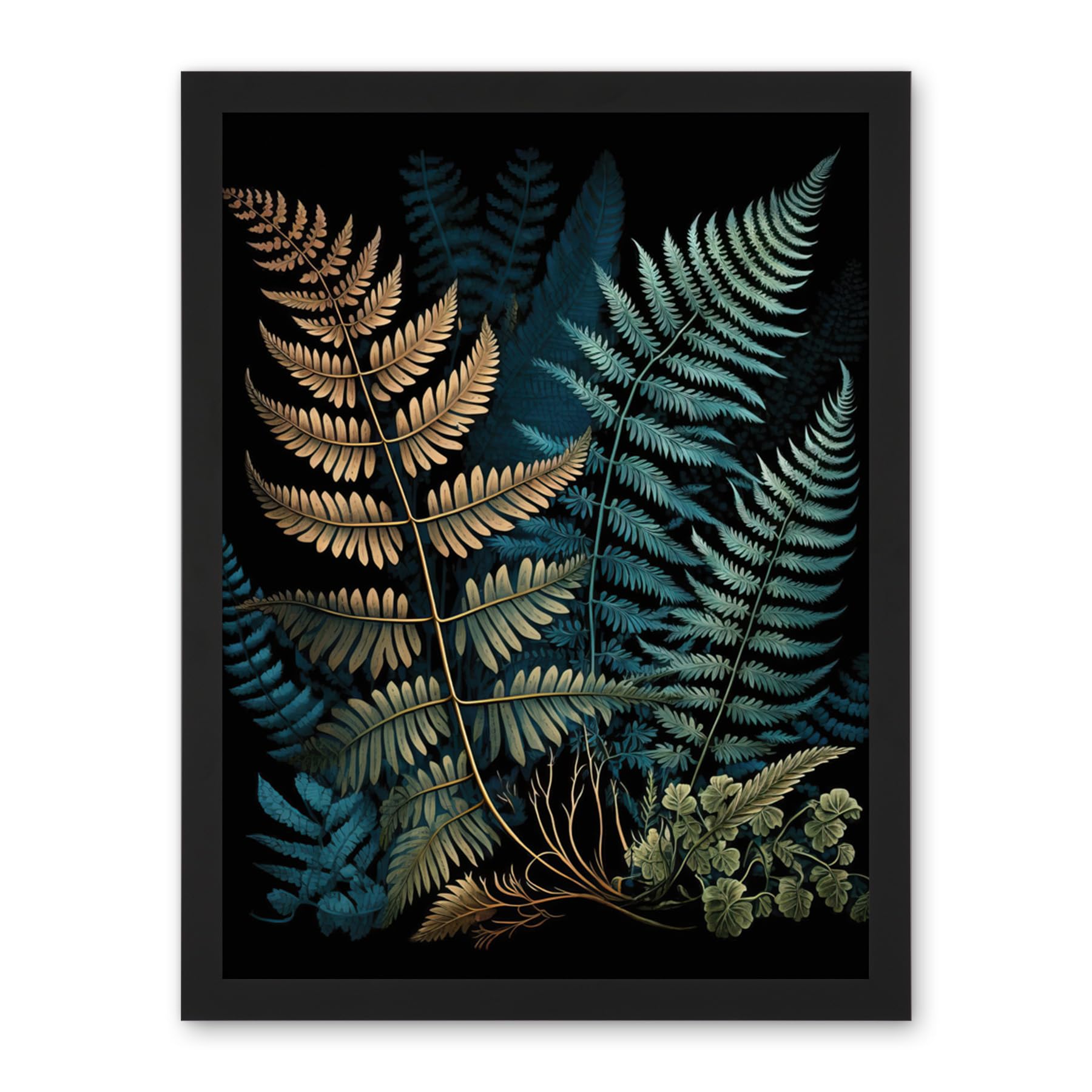 Artery8 Detailed Botanical Illustration Fern Frond Species Artwork Framed Wall Art Print 18X24 Inch