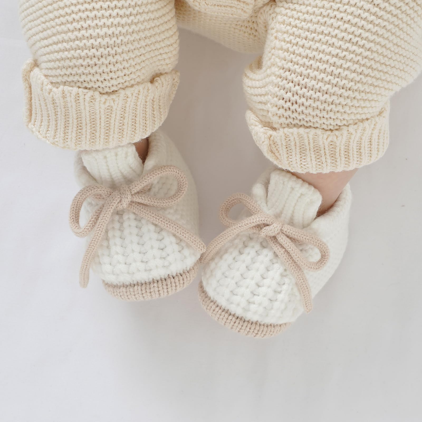 LAWKUL Baby Booties Knit Newborn Shoes Cozy First Walkers Infant Toddler Boots for Boy Girls 0-3 Months — view 4